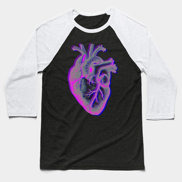 Neon Heart Baseball T-Shirt by tsterling